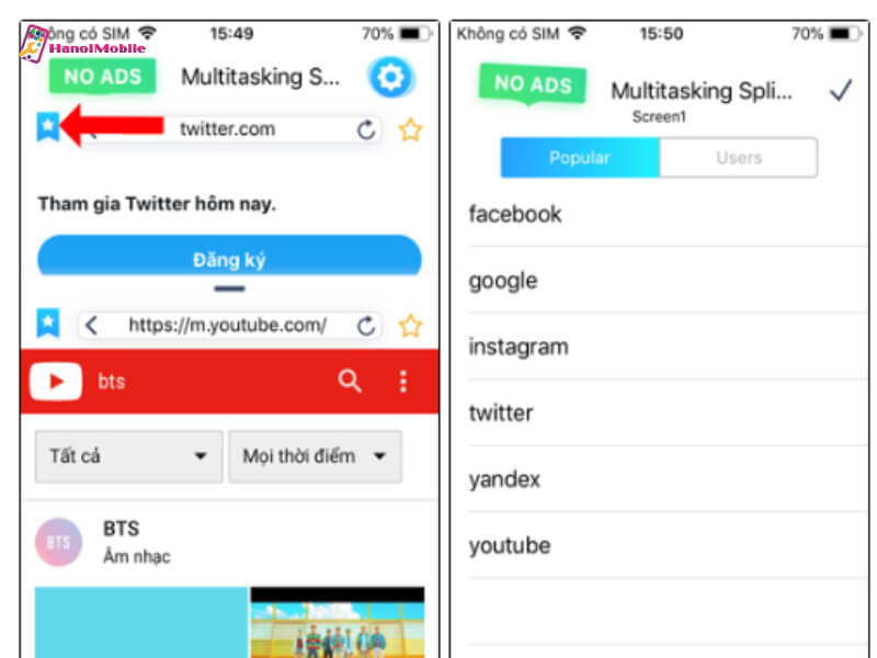 Cách chia đôi màn hình iPhone với ứng dụng Multitasking Split Screen